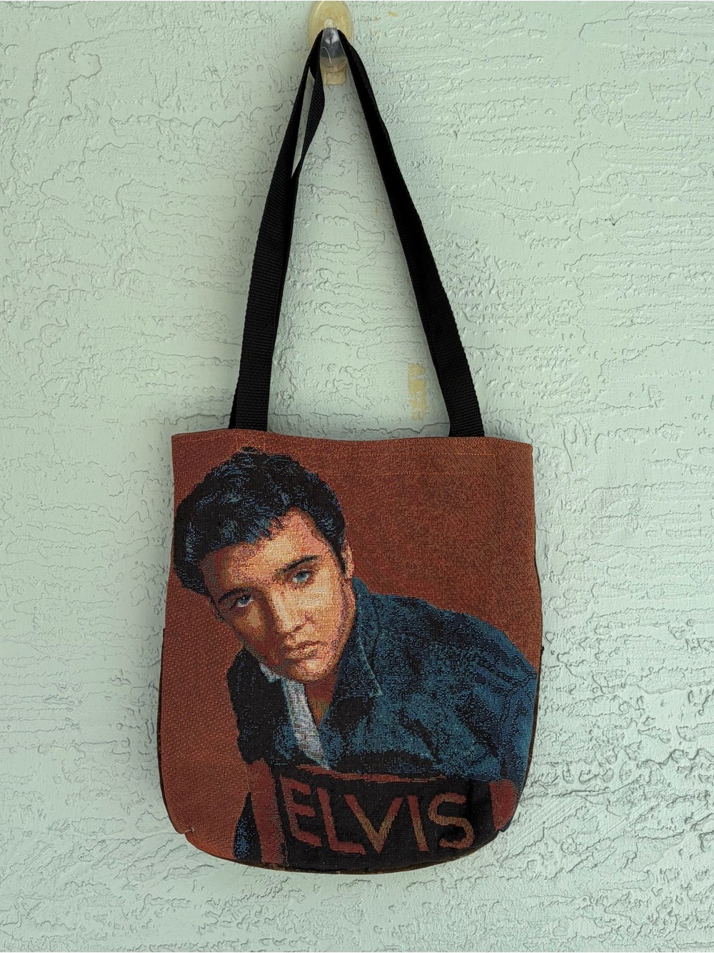 Source Unknown Brown and Black Graphic Tote with Portrait